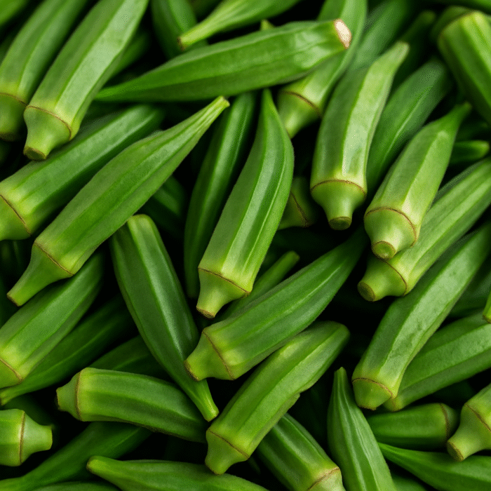 Close-up of green ladies' finger vegetable – okra for export